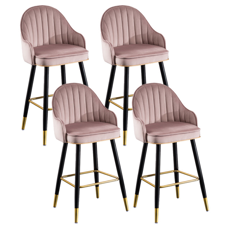 Scandinavian Restaurant Armed Stool Matte Finish Velvet Barstool Cameo Brown Set of 4 Clearhalo 'Bar Furniture' 'Bar Stools' 'bar_stools' 'Furniture' 'furniture_bar_stools' 'Kitchen & Dining Furniture' 4876077