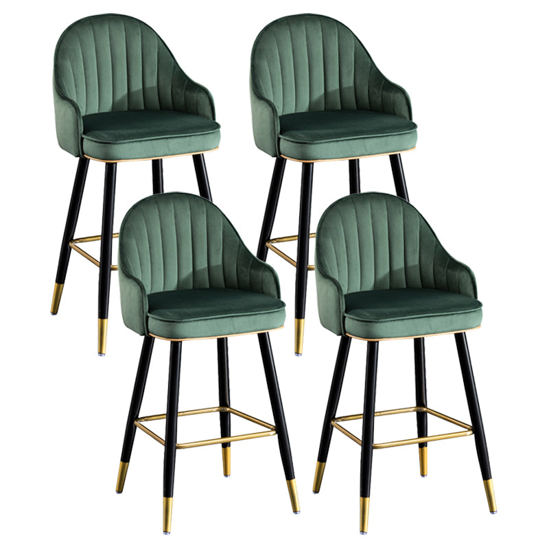 Scandinavian Restaurant Armed Stool Matte Finish Velvet Barstool Peacock Green Set of 4 Clearhalo 'Bar Furniture' 'Bar Stools' 'bar_stools' 'Furniture' 'furniture_bar_stools' 'Kitchen & Dining Furniture' 4876080