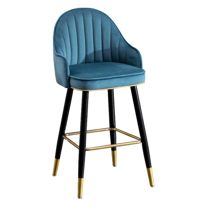 Scandinavian Restaurant Armed Stool Matte Finish Velvet Barstool Royal Blue 1 Piece Clearhalo 'Bar Furniture' 'Bar Stools' 'bar_stools' 'Furniture' 'furniture_bar_stools' 'Kitchen & Dining Furniture' 4876081