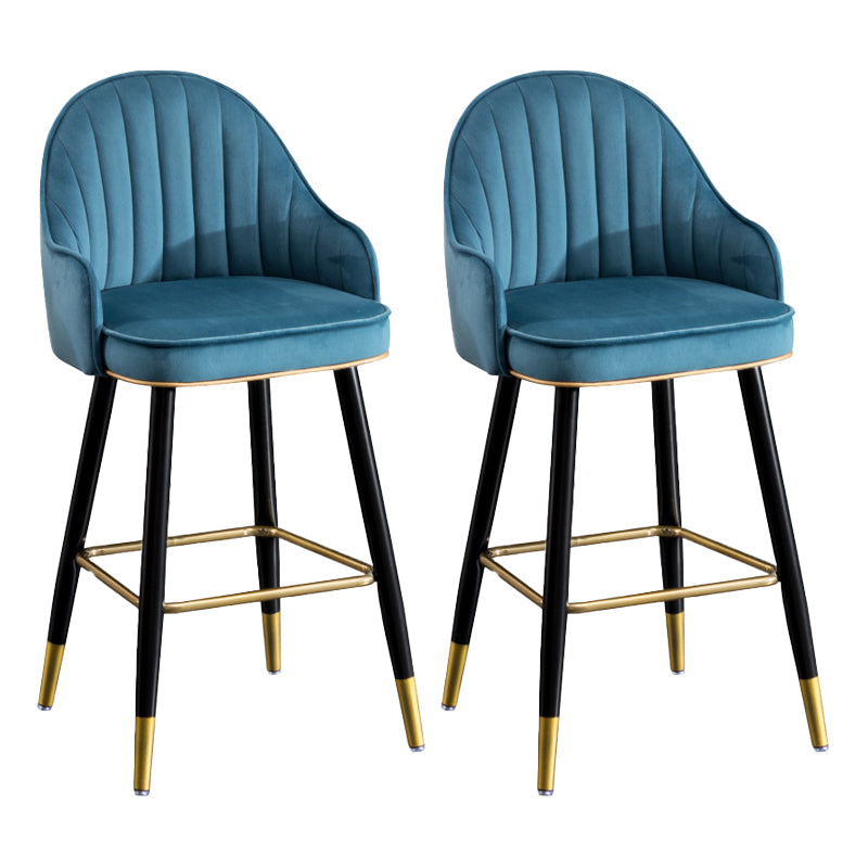 Scandinavian Restaurant Armed Stool Matte Finish Velvet Barstool Royal Blue Set of 2 Clearhalo 'Bar Furniture' 'Bar Stools' 'bar_stools' 'Furniture' 'furniture_bar_stools' 'Kitchen & Dining Furniture' 4876082