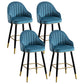 Scandinavian Restaurant Armed Stool Matte Finish Velvet Barstool Royal Blue Set of 4 Clearhalo 'Bar Furniture' 'Bar Stools' 'bar_stools' 'Furniture' 'furniture_bar_stools' 'Kitchen & Dining Furniture' 4876083
