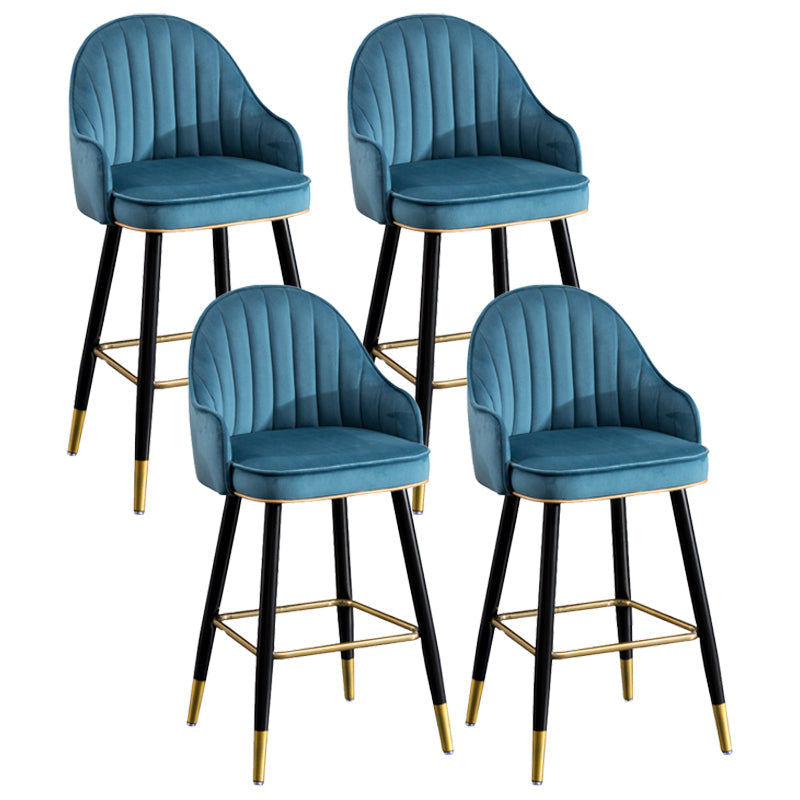 Scandinavian Restaurant Armed Stool Matte Finish Velvet Barstool Royal Blue Set of 4 Clearhalo 'Bar Furniture' 'Bar Stools' 'bar_stools' 'Furniture' 'furniture_bar_stools' 'Kitchen & Dining Furniture' 4876083