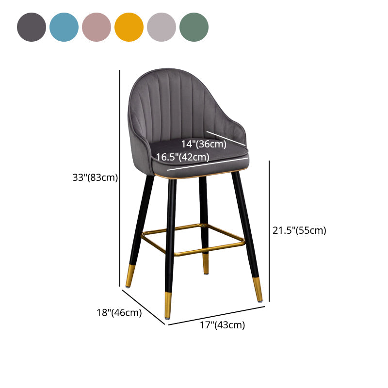 Scandinavian Restaurant Armed Stool Matte Finish Velvet Barstool Clearhalo 'Bar Furniture' 'Bar Stools' 'bar_stools' 'Furniture' 'furniture_bar_stools' 'Kitchen & Dining Furniture' 4876084