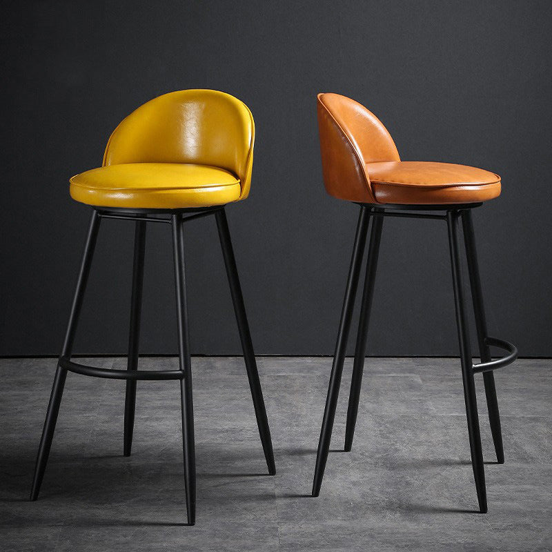 Contemporary Restaurant Footrest Stool Matte Finish Leather Barstool Clearhalo 'Bar Furniture' 'Bar Stools' 'bar_stools' 'furn' 'furn_bar_stools' 'Furniture' 'furniture_bar_stools' 'Kitchen & Dining Furniture' 4876112
