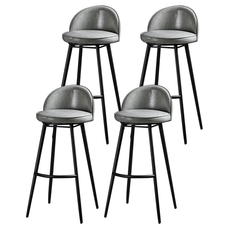 Contemporary Restaurant Footrest Stool Matte Finish Leather Barstool Grey 4 Piece Set Clearhalo 'Bar Furniture' 'Bar Stools' 'bar_stools' 'furn' 'furn_bar_stools' 'Furniture' 'furniture_bar_stools' 'Kitchen & Dining Furniture' 4876113