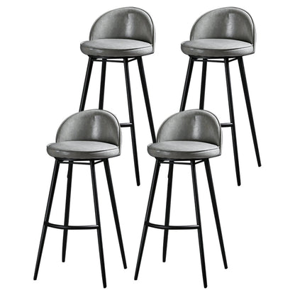 Contemporary Restaurant Footrest Stool Matte Finish Leather Barstool Grey 4 Piece Set Clearhalo 'Bar Furniture' 'Bar Stools' 'bar_stools' 'furn' 'furn_bar_stools' 'Furniture' 'furniture_bar_stools' 'Kitchen & Dining Furniture' 4876113