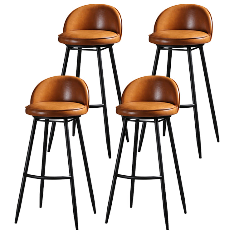 Contemporary Restaurant Footrest Stool Matte Finish Leather Barstool Orange 4 Piece Set Clearhalo 'Bar Furniture' 'Bar Stools' 'bar_stools' 'furn' 'furn_bar_stools' 'Furniture' 'furniture_bar_stools' 'Kitchen & Dining Furniture' 4876116