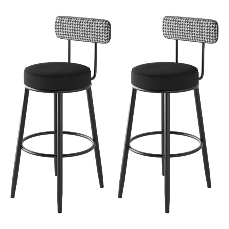 Scandinavian Matte Finish Velvet Counter Stool Footrest Coffee Shop Barstool Black Set of 2 Bar Stool(30"H) Clearhalo 'Bar Furniture' 'Bar Stools' 'bar_stools' 'Furniture' 'furniture_bar_stools' 'Kitchen & Dining Furniture' 4876168