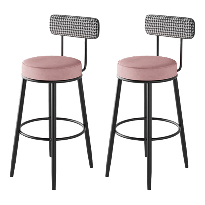 Scandinavian Matte Finish Velvet Counter Stool Footrest Coffee Shop Barstool Pink Set of 2 Counter Stool(26"H) Clearhalo 'Bar Furniture' 'Bar Stools' 'bar_stools' 'Furniture' 'furniture_bar_stools' 'Kitchen & Dining Furniture' 4876173