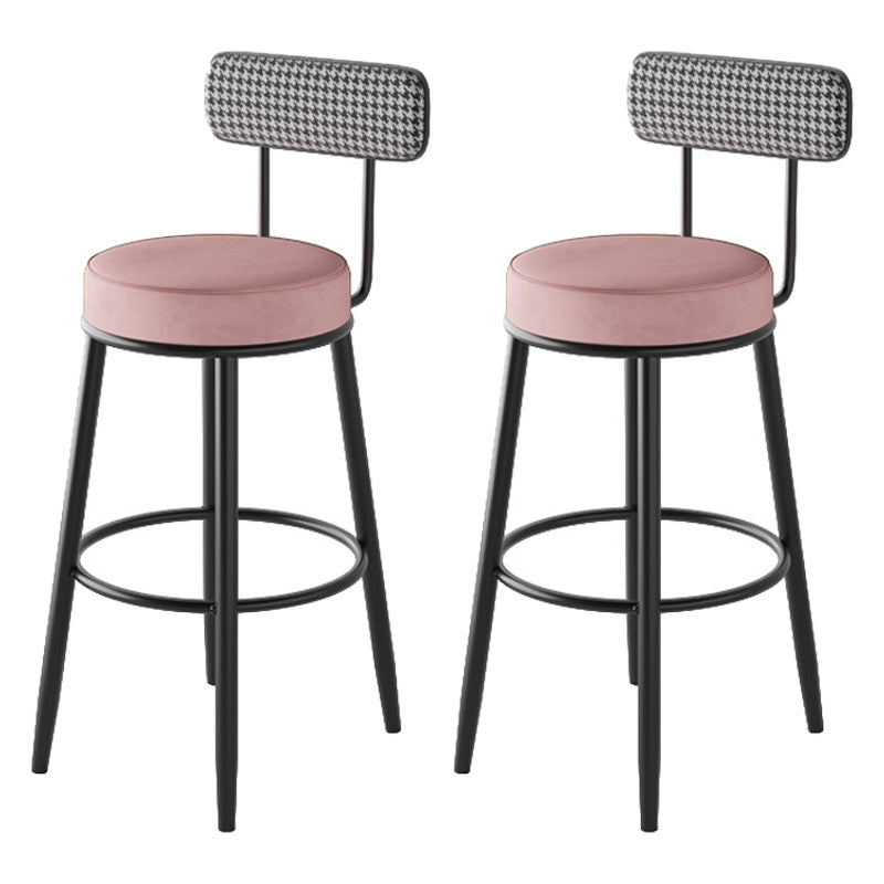 Scandinavian Matte Finish Velvet Counter Stool Footrest Coffee Shop Barstool Pink Set of 2 Bar Stool(30"H) Clearhalo 'Bar Furniture' 'Bar Stools' 'bar_stools' 'Furniture' 'furniture_bar_stools' 'Kitchen & Dining Furniture' 4876176