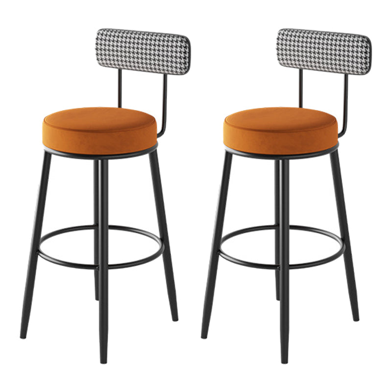 Scandinavian Matte Finish Velvet Counter Stool Footrest Coffee Shop Barstool Orange Set of 2 Counter Stool(26"H) Clearhalo 'Bar Furniture' 'Bar Stools' 'bar_stools' 'Furniture' 'furniture_bar_stools' 'Kitchen & Dining Furniture' 4876177