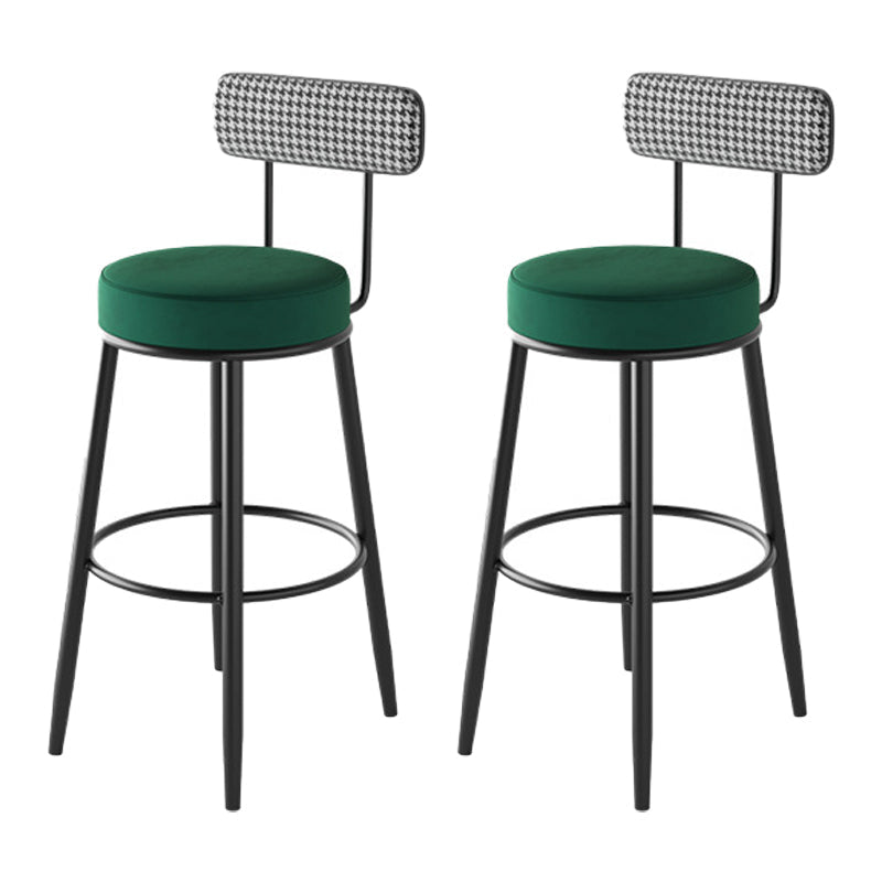 Scandinavian Matte Finish Velvet Counter Stool Footrest Coffee Shop Barstool Blackish Green Set of 2 Counter Stool(26"H) Clearhalo 'Bar Furniture' 'Bar Stools' 'bar_stools' 'Furniture' 'furniture_bar_stools' 'Kitchen & Dining Furniture' 4876185