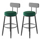 Scandinavian Matte Finish Velvet Counter Stool Footrest Coffee Shop Barstool Blackish Green Set of 2 Bar Stool(30"H) Clearhalo 'Bar Furniture' 'Bar Stools' 'bar_stools' 'Furniture' 'furniture_bar_stools' 'Kitchen & Dining Furniture' 4876187
