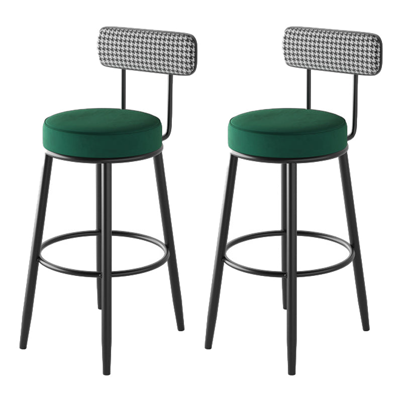 Scandinavian Matte Finish Velvet Counter Stool Footrest Coffee Shop Barstool Blackish Green Set of 2 Bar Stool(30"H) Clearhalo 'Bar Furniture' 'Bar Stools' 'bar_stools' 'Furniture' 'furniture_bar_stools' 'Kitchen & Dining Furniture' 4876187