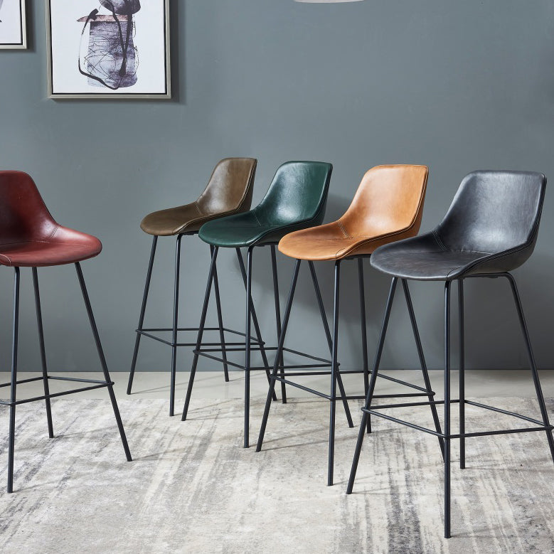 Contemporary Footrest Restaurant Stool Matte Finish Leather Barstool Clearhalo 'Bar Furniture' 'Bar Stools' 'bar_stools' 'furn' 'furn_bar_stools' 'Furniture' 'furniture_bar_stools' 'Kitchen & Dining Furniture' 4876190