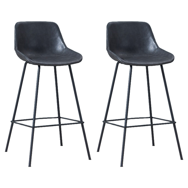 Contemporary Footrest Restaurant Stool Matte Finish Leather Barstool Dark Gray 2 Piece Set Clearhalo 'Bar Furniture' 'Bar Stools' 'bar_stools' 'furn' 'furn_bar_stools' 'Furniture' 'furniture_bar_stools' 'Kitchen & Dining Furniture' 4876191
