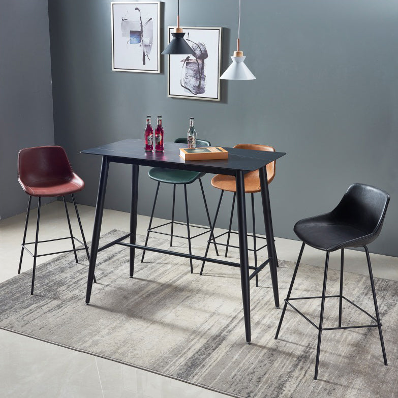 Contemporary Footrest Restaurant Stool Matte Finish Leather Barstool Clearhalo 'Bar Furniture' 'Bar Stools' 'bar_stools' 'furn' 'furn_bar_stools' 'Furniture' 'furniture_bar_stools' 'Kitchen & Dining Furniture' 4876192