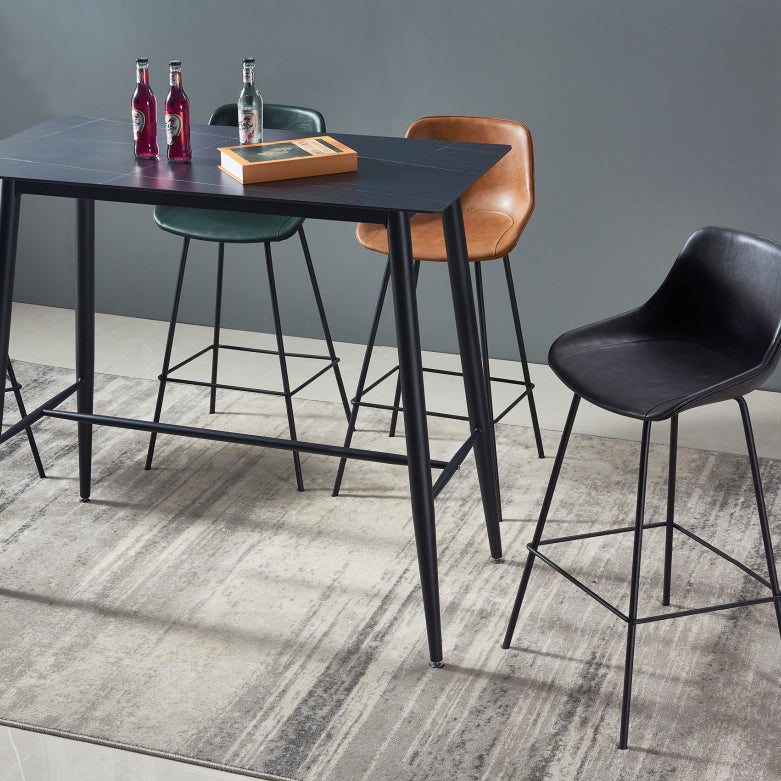 Contemporary Footrest Restaurant Stool Matte Finish Leather Barstool Clearhalo 'Bar Furniture' 'Bar Stools' 'bar_stools' 'furn' 'furn_bar_stools' 'Furniture' 'furniture_bar_stools' 'Kitchen & Dining Furniture' 4876195