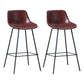 Contemporary Footrest Restaurant Stool Matte Finish Leather Barstool Burgundy 2 Piece Set Clearhalo 'Bar Furniture' 'Bar Stools' 'bar_stools' 'furn' 'furn_bar_stools' 'Furniture' 'furniture_bar_stools' 'Kitchen & Dining Furniture' 4876197
