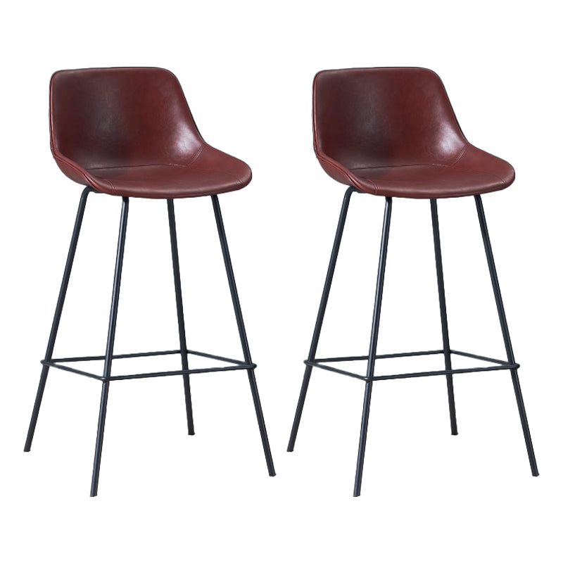 Contemporary Footrest Restaurant Stool Matte Finish Leather Barstool Burgundy 2 Piece Set Clearhalo 'Bar Furniture' 'Bar Stools' 'bar_stools' 'furn' 'furn_bar_stools' 'Furniture' 'furniture_bar_stools' 'Kitchen & Dining Furniture' 4876197