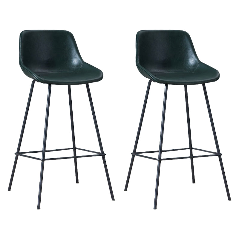 Contemporary Footrest Restaurant Stool Matte Finish Leather Barstool Blackish Green 2 Piece Set Clearhalo 'Bar Furniture' 'Bar Stools' 'bar_stools' 'furn' 'furn_bar_stools' 'Furniture' 'furniture_bar_stools' 'Kitchen & Dining Furniture' 4876198