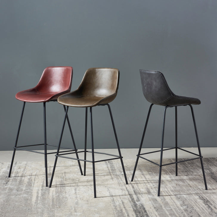 Contemporary Footrest Restaurant Stool Matte Finish Leather Barstool Clearhalo 'Bar Furniture' 'Bar Stools' 'bar_stools' 'furn' 'furn_bar_stools' 'Furniture' 'furniture_bar_stools' 'Kitchen & Dining Furniture' 4876204