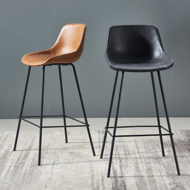 Contemporary Footrest Restaurant Stool Matte Finish Leather Barstool Clearhalo 'Bar Furniture' 'Bar Stools' 'bar_stools' 'furn' 'furn_bar_stools' 'Furniture' 'furniture_bar_stools' 'Kitchen & Dining Furniture' 4876205