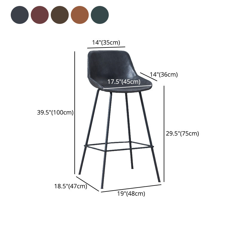 Contemporary Footrest Restaurant Stool Matte Finish Leather Barstool Clearhalo 'Bar Furniture' 'Bar Stools' 'bar_stools' 'furn' 'furn_bar_stools' 'Furniture' 'furniture_bar_stools' 'Kitchen & Dining Furniture' 4876207