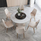 Glam 1/4/7 Pieces Round Dinette Set White Sintered Stone Dining Table Set with Turntable 7 Pieces: Table, 6 Chairs Clearhalo 'Dining Room Sets' 'Dining Tables & Seating' 'dining_room_set' 'furn' 'furn_dining_room_set' 'Furniture' 'furniture_dining_room_set' 'Kitchen & Dining Furniture' 4876210