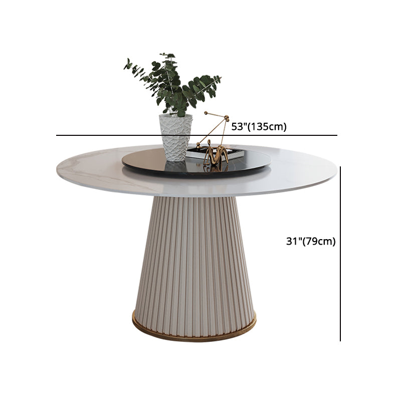 Glam 1/4/7 Pieces Round Dinette Set White Sintered Stone Dining Table Set with Turntable Clearhalo 'Dining Room Sets' 'Dining Tables & Seating' 'dining_room_set' 'furn' 'furn_dining_room_set' 'Furniture' 'furniture_dining_room_set' 'Kitchen & Dining Furniture' 4876218