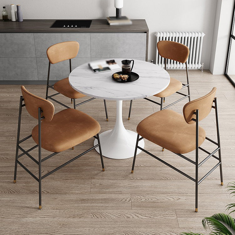 Modern 1/2/3/5 Pieces Dining Set Circular Stone Dining Table for Dining Room 5 Pieces: Table, 4 Chairs Clearhalo 'Dining Room Sets' 'Dining Tables & Seating' 'dining_room_set' 'furn' 'furn_dining_room_set' 'Furniture' 'furniture_dining_room_set' 'Kitchen & Dining Furniture' 4876262