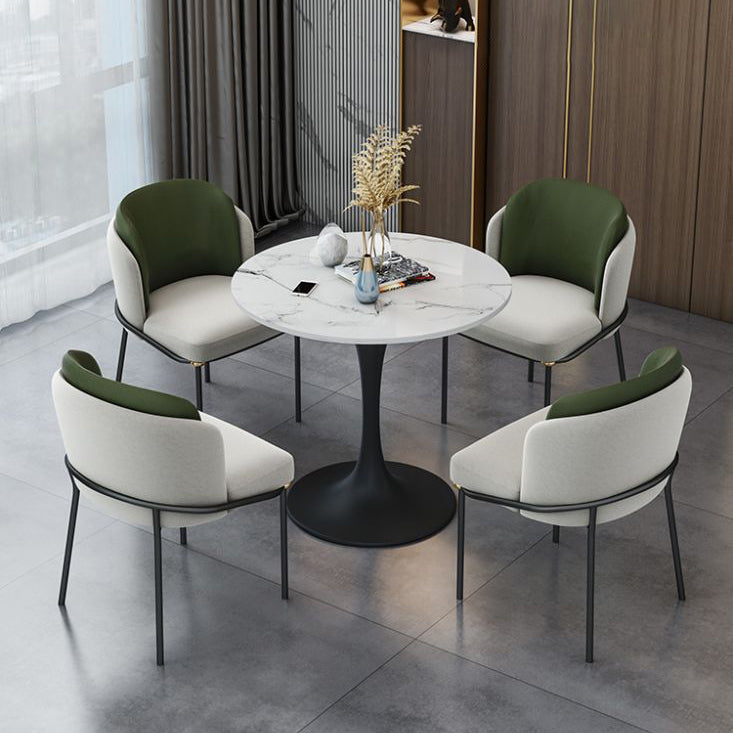 Modern 1/2/4 Pieces Dining Set Round Sintered Stone Dining Table Set 5 Pieces: Table, 4 Green Chairs Clearhalo 'Dining Room Sets' 'Dining Tables & Seating' 'dining_room_set' 'furn' 'furn_dining_room_set' 'Furniture' 'furniture_dining_room_set' 'Kitchen & Dining Furniture' 4876277_26a7ddff-11fd-43ae-9995-bc7af1bcde00