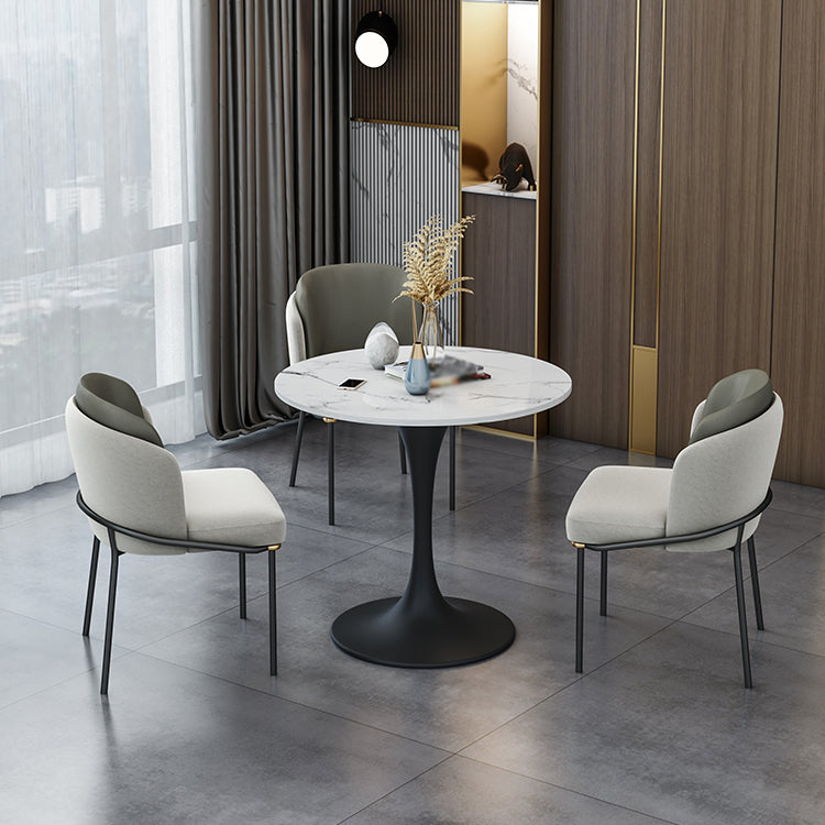Modern 1/2/4 Pieces Dining Set Round Sintered Stone Dining Table Set 4 Pieces: Table, 3 Chairs Clearhalo 'Dining Room Sets' 'Dining Tables & Seating' 'dining_room_set' 'Furniture' 'furniture_dining_room_set' 'Kitchen & Dining Furniture' 4876279