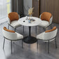 Modern 1/2/4 Pieces Dining Set Round Sintered Stone Dining Table Set 5 Pieces: Table, 4 Orange Chairs Clearhalo 'Dining Room Sets' 'Dining Tables & Seating' 'dining_room_set' 'furn' 'furn_dining_room_set' 'Furniture' 'furniture_dining_room_set' 'Kitchen & Dining Furniture' 4876283_9605893f-2616-41fc-b2b0-58241a3ec807