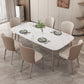 1/2/5/7 Pcs White Sintered Stone Dining Room Set Table Furniture Set for Home 7 Pieces: Table, 6 Chairs Clearhalo 'Dining Room Sets' 'Dining Tables & Seating' 'dining_room_set' 'furn' 'furn_dining_room_set' 'Furniture' 'furniture_dining_room_set' 'Kitchen & Dining Furniture' 4876358