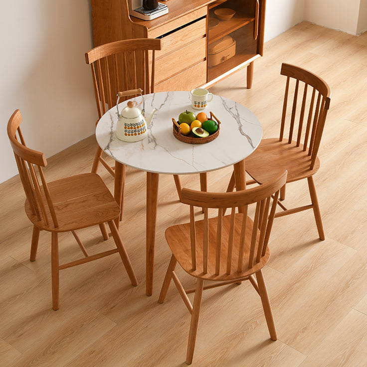 Modern 1/2/3/5 Pieces Dining Set Round Stone Dining Table for Dining Room 5 Pieces: Table, 4 Chairs Clearhalo 'Dining Room Sets' 'Dining Tables & Seating' 'dining_room_set' 'furn' 'furn_dining_room_set' 'Furniture' 'furniture_dining_room_set' 'Kitchen & Dining Furniture' 4876371