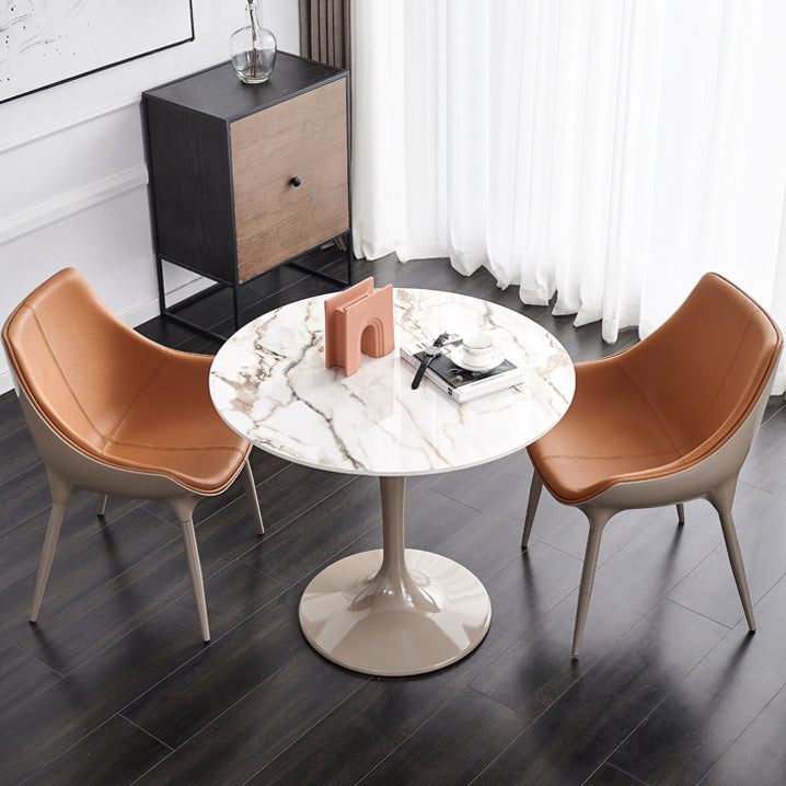 Modern 1/2/3 Pieces Dining Set Round Sintered Stone Dining Table Set 3 Pieces: Table, 2 Chairs Clearhalo 'Dining Room Sets' 'Dining Tables & Seating' 'dining_room_set' 'furn' 'furn_dining_room_set' 'Furniture' 'furniture_dining_room_set' 'Kitchen & Dining Furniture' 4876392