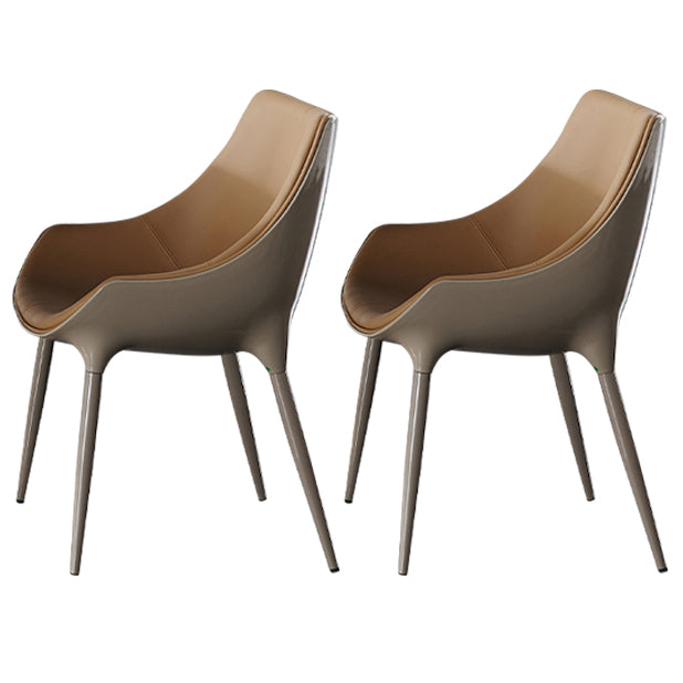 Modern 1/2/3 Pieces Dining Set Round Sintered Stone Dining Table Set 2 Brown Chairs Clearhalo 'Dining Room Sets' 'Dining Tables & Seating' 'dining_room_set' 'furn' 'furn_dining_room_set' 'Furniture' 'furniture_dining_room_set' 'Kitchen & Dining Furniture' 4876393