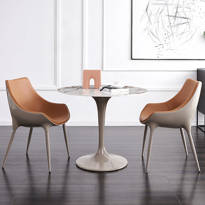 Modern 1/2/3 Pieces Dining Set Round Sintered Stone Dining Table Set Clearhalo 'Dining Room Sets' 'Dining Tables & Seating' 'dining_room_set' 'furn' 'furn_dining_room_set' 'Furniture' 'furniture_dining_room_set' 'Kitchen & Dining Furniture' 4876396