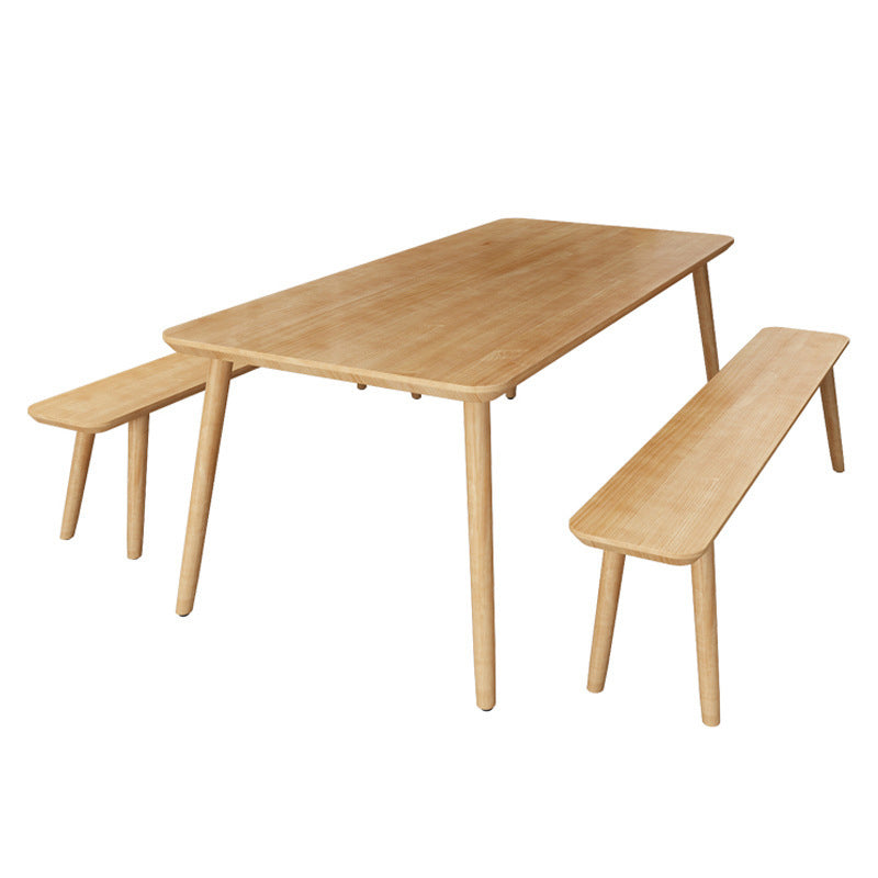 Modern 1/2/3/4/5/7 Pieces Dining Room Set Solid Wood Dining Table and Chairs 3 Pieces: Table, 2 Benches Clearhalo 'Dining Room Sets' 'Dining Tables & Seating' 'dining_room_set' 'furn' 'furn_dining_room_set' 'Furniture' 'furniture_dining_room_set' 'Kitchen & Dining Furniture' 4876422