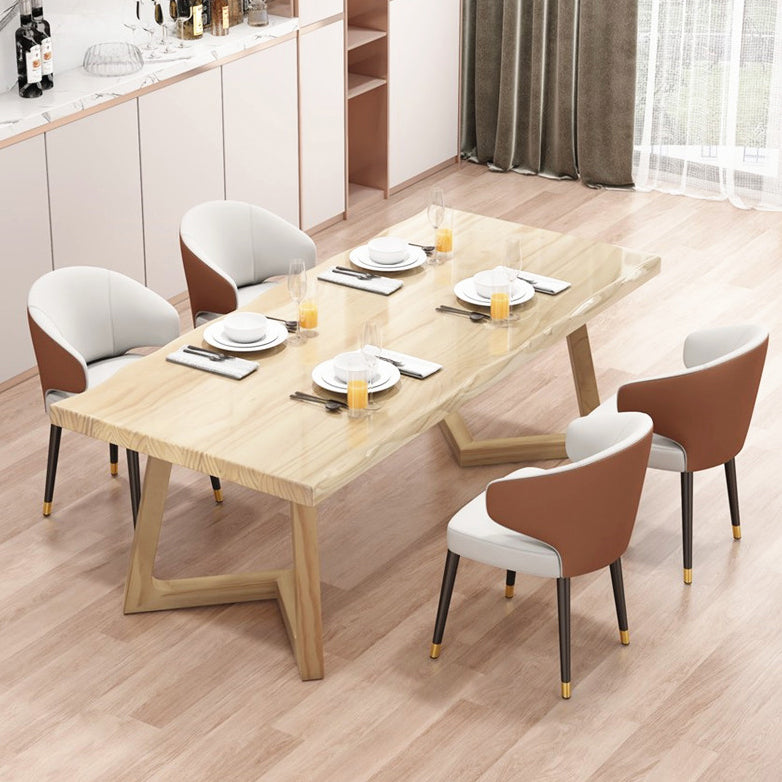 Modern 1/5/6 Pieces Dining Set Rectangle Pine Wood Dining Table for Dining Room 5 Pieces: Table, 4 White Chairs Clearhalo 'Dining Room Sets' 'Dining Tables & Seating' 'dining_room_set' 'furn' 'furn_dining_room_set' 'Furniture' 'furniture_dining_room_set' 'Kitchen & Dining Furniture' 4876437