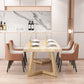 Modern 1/5/6 Pieces Dining Set Rectangle Pine Wood Dining Table for Dining Room 5 Pieces: Table, 4 Beige Chairs Clearhalo 'Dining Room Sets' 'Dining Tables & Seating' 'dining_room_set' 'furn' 'furn_dining_room_set' 'Furniture' 'furniture_dining_room_set' 'Kitchen & Dining Furniture' 4876441
