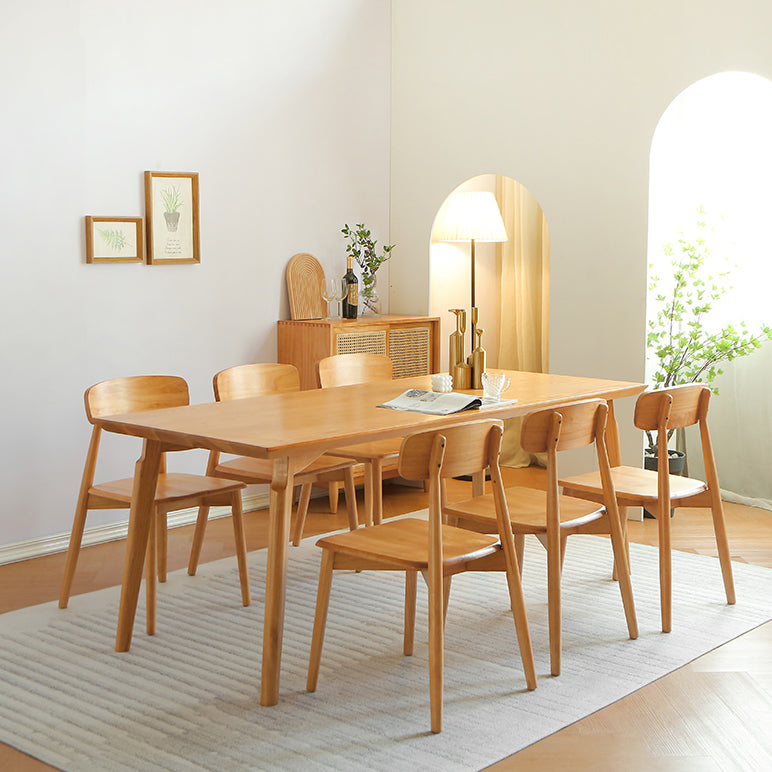 Modern 1/3/5/7 Pieces Dining Set Rectangle Pine Wood Dining Table for Dining Room 7 Pieces: Table, 6 Chairs Clearhalo 'Dining Room Sets' 'Dining Tables & Seating' 'dining_room_set' 'furn' 'furn_dining_room_set' 'Furniture' 'furniture_dining_room_set' 'Kitchen & Dining Furniture' 4876456
