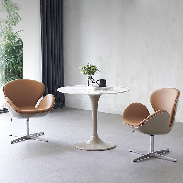 Modern 1/2/3/4/5 Pieces Dining Set Round Sintered Stone Dining Table Set 3 Pieces: Table, 2 Chairs Clearhalo 'Dining Room Sets' 'Dining Tables & Seating' 'dining_room_set' 'furn' 'furn_dining_room_set' 'Furniture' 'furniture_dining_room_set' 'Kitchen & Dining Furniture' 4876496