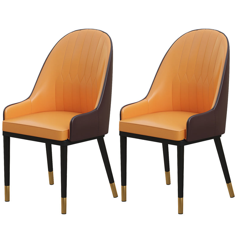 Glam 1/2/3/4/5 Pieces Dining Set Sintered Stone Dining Table Set for Dining Areas 2 Orange Chairs Clearhalo 'Dining Room Sets' 'Dining Tables & Seating' 'dining_room_set' 'furn' 'furn_dining_room_set' 'Furniture' 'furniture_dining_room_set' 'Kitchen & Dining Furniture' 4876522