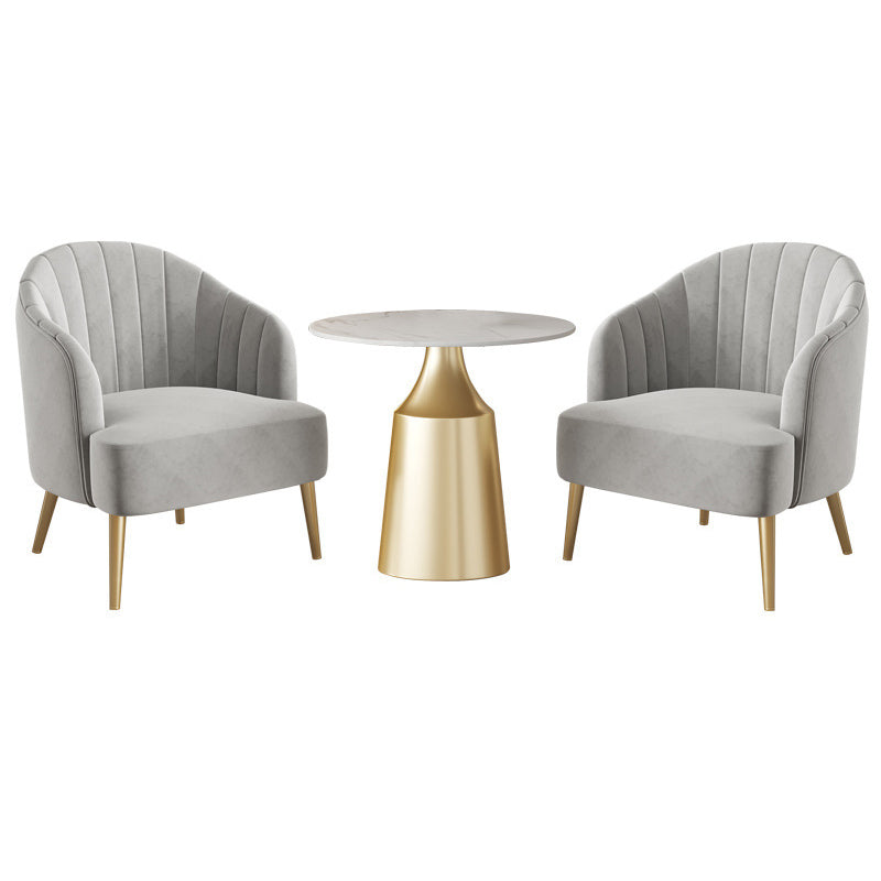 Glam 1/3/5 Pieces Dining Room Set Sintered Stone Dining Table 3 Pieces: Table, 2 Grey Chairs Clearhalo 'Dining Room Sets' 'Dining Tables & Seating' 'dining_room_set' 'furn' 'furn_dining_room_set' 'Furniture' 'furniture_dining_room_set' 'Kitchen & Dining Furniture' 4876580