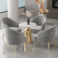 Glam 1/3/5 Pieces Dining Room Set Sintered Stone Dining Table 5 Pieces: Table, 4 Grey Chairs Clearhalo 'Dining Room Sets' 'Dining Tables & Seating' 'dining_room_set' 'furn' 'furn_dining_room_set' 'Furniture' 'furniture_dining_room_set' 'Kitchen & Dining Furniture' 4876591