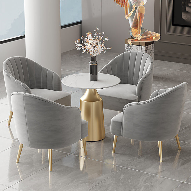 Glam 1/3/5 Pieces Dining Room Set Sintered Stone Dining Table 5 Pieces: Table, 4 Grey Chairs Clearhalo 'Dining Room Sets' 'Dining Tables & Seating' 'dining_room_set' 'furn' 'furn_dining_room_set' 'Furniture' 'furniture_dining_room_set' 'Kitchen & Dining Furniture' 4876591