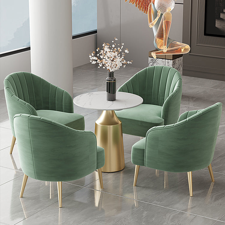 Glam 1/3/5 Pieces Dining Room Set Sintered Stone Dining Table 5 Pieces: Table, 4 Green Chairs Clearhalo 'Dining Room Sets' 'Dining Tables & Seating' 'dining_room_set' 'furn' 'furn_dining_room_set' 'Furniture' 'furniture_dining_room_set' 'Kitchen & Dining Furniture' 4876593