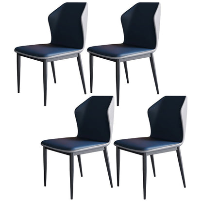Modern 1/4/7/9/11 Pieces Dining Set Round Sintered Stone Dining Table Set 4 Blue Chairs Clearhalo 'Dining Room Sets' 'Dining Tables & Seating' 'dining_room_set' 'furn' 'furn_dining_room_set' 'Furniture' 'furniture_dining_room_set' 'Kitchen & Dining Furniture' 4876616